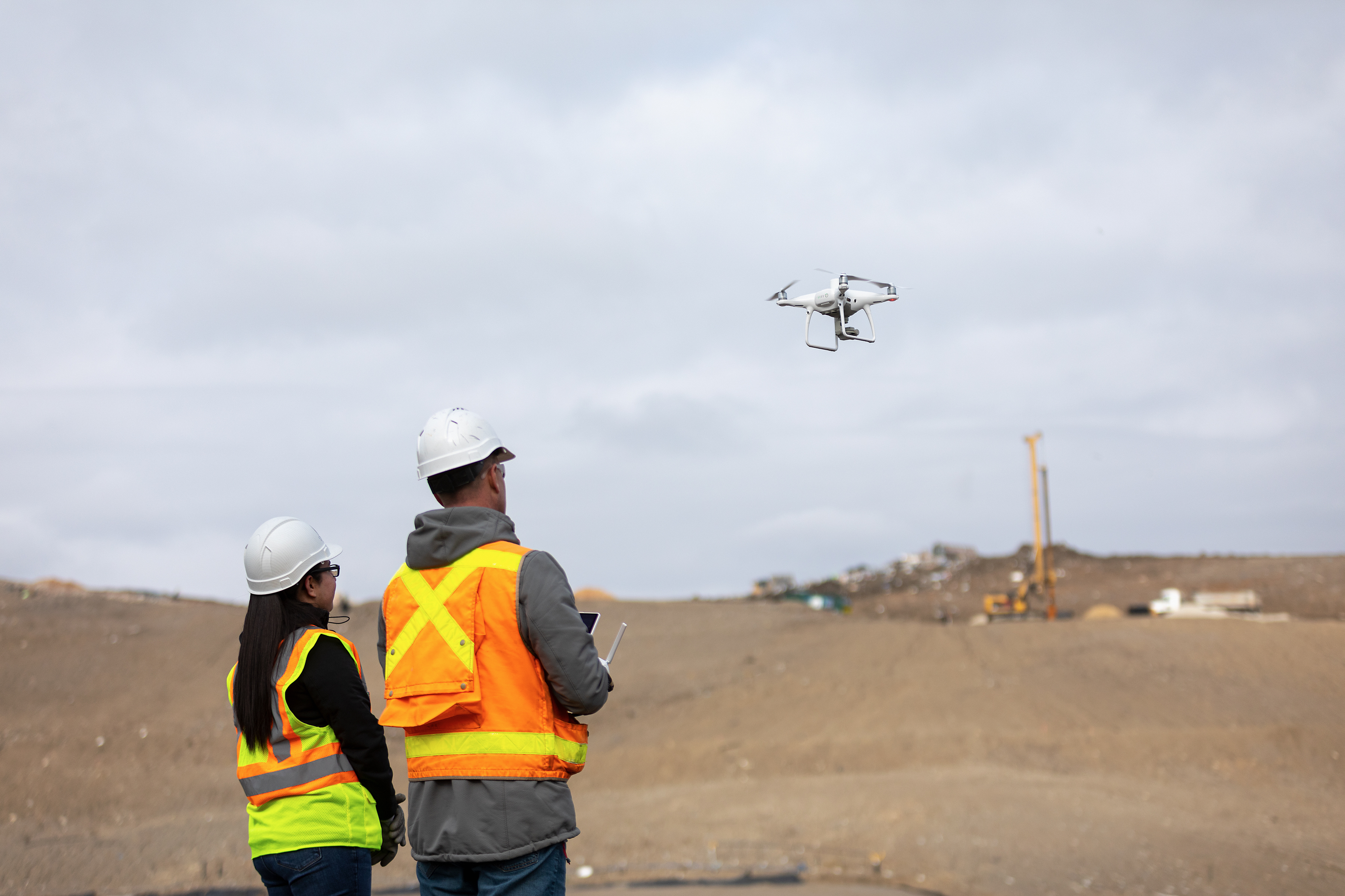 Smart Construction drone flying