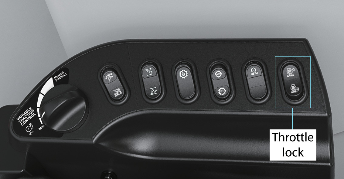 Engine RPM set switch with auto-deceleration